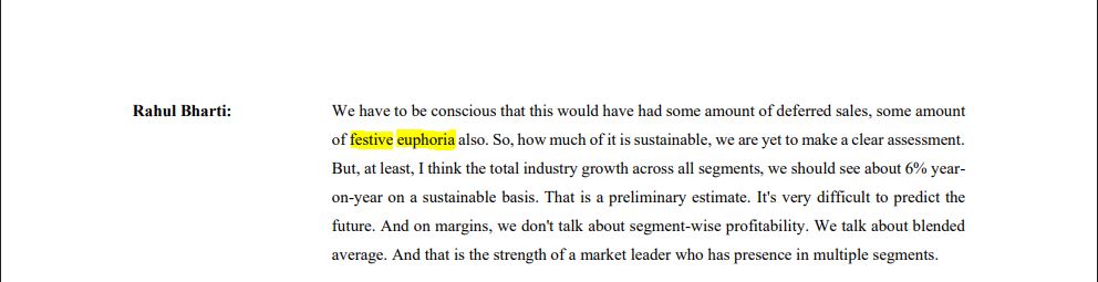 An excerpt from earnings call transcript